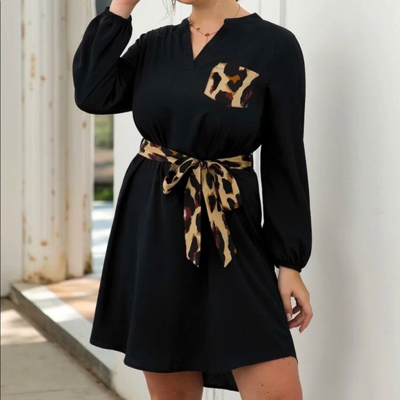 SHEIN Dresses & Skirts - Leopard Contrast Belted Dress